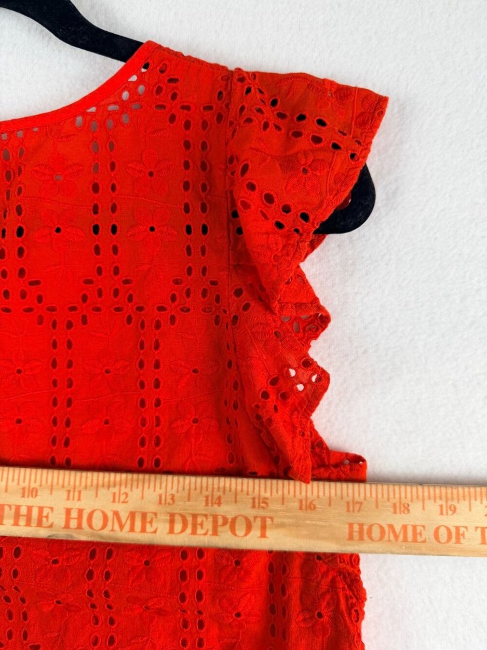 Madewell Women’s Red Eyelet Embroidered Flutter Sleeve Blouse Size Small - Picture 11 of 13
